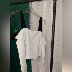 White Long Sleeve Shirt with Black Straps